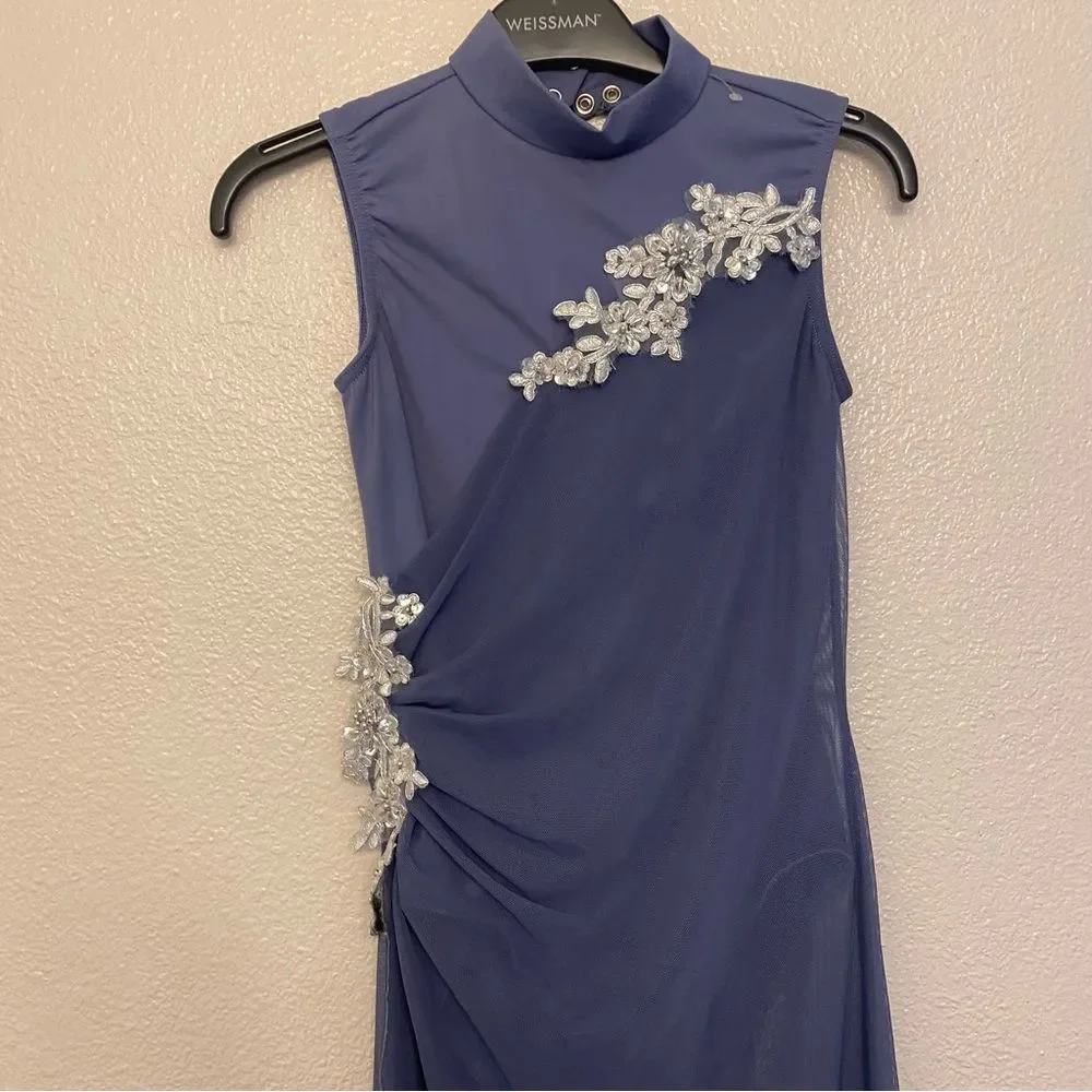 WEISSMAN Dance costume lyrical blue mesh dress Beneath Your Beautiful 12437 MC